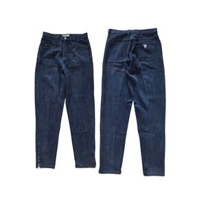 Vintage Guess Jeans Women's 29×28 Dark Wash Ankle Zip Mom High Rise USA 80s 90s